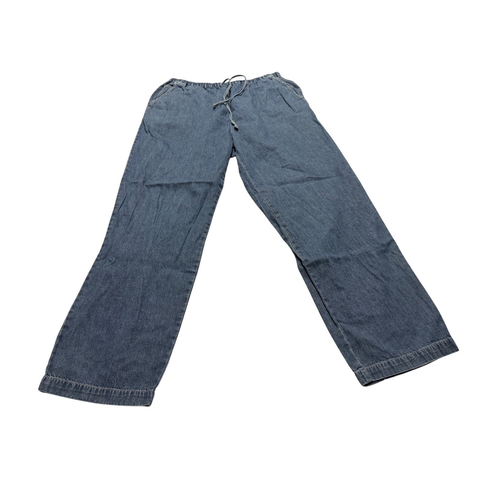 Marsh Landing Womens Blue Cotton Denim Elastic Drawstring Waist Pants Size L